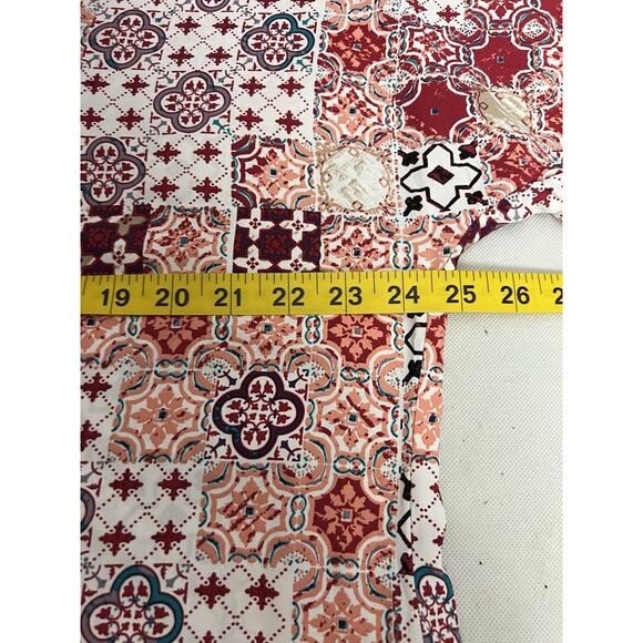 Chicos Patchwork Flutter Sleeve Top Chico's Size 3 Geometric Flowy Hi-Lo - Picture 6 of 8